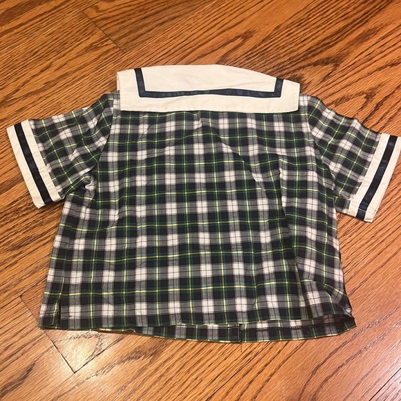 Saks Fifth Avenue Girl’s Plaid Top Navy Shorts Set Size 2 - Picture 5 of 10